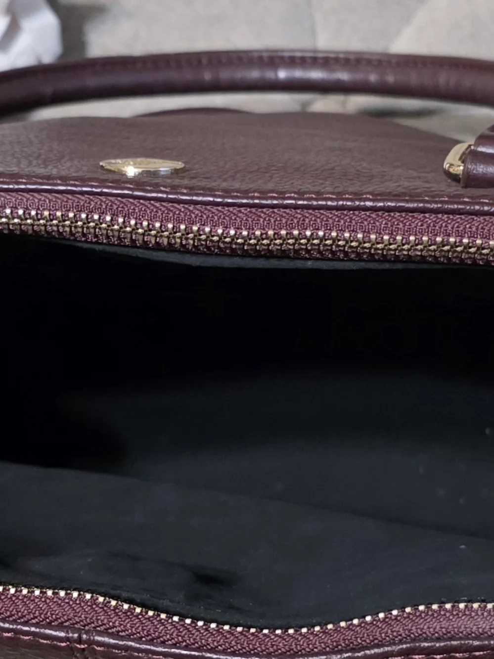 Levenger Burgundy Leather Tote with Gold Hardware